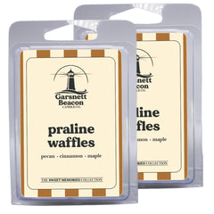 Garsnett Beacon Praline Waffles melts front view in warm glow, showcasing long-lasting fragrance.