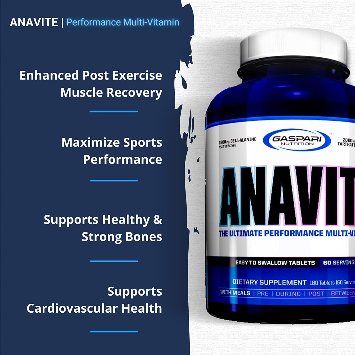 Gaspari Anavite box packaging on display, premium science-backed branding