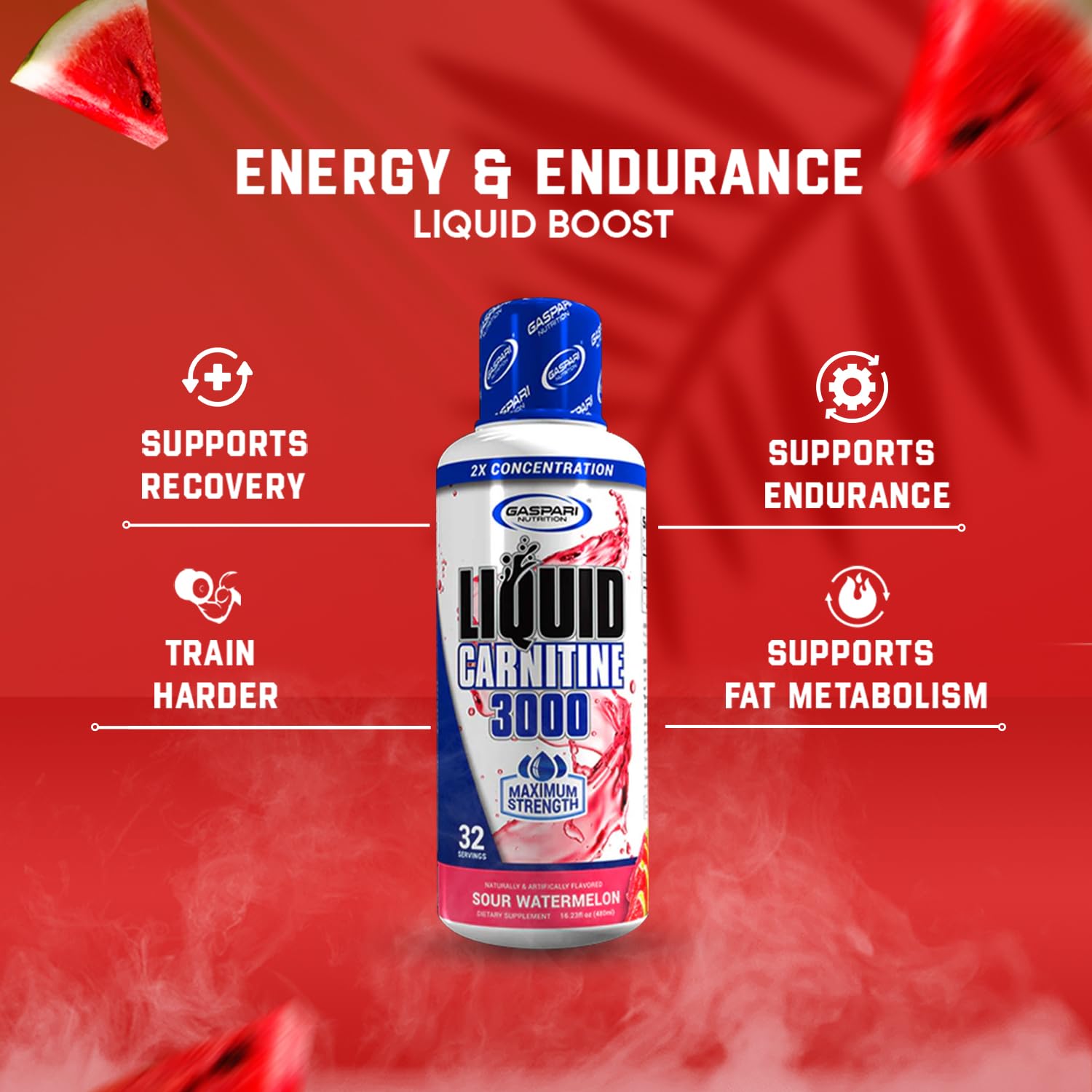 Gaspari Liquid L-Carnitine 3000 measuring spoon ensures proper serving.