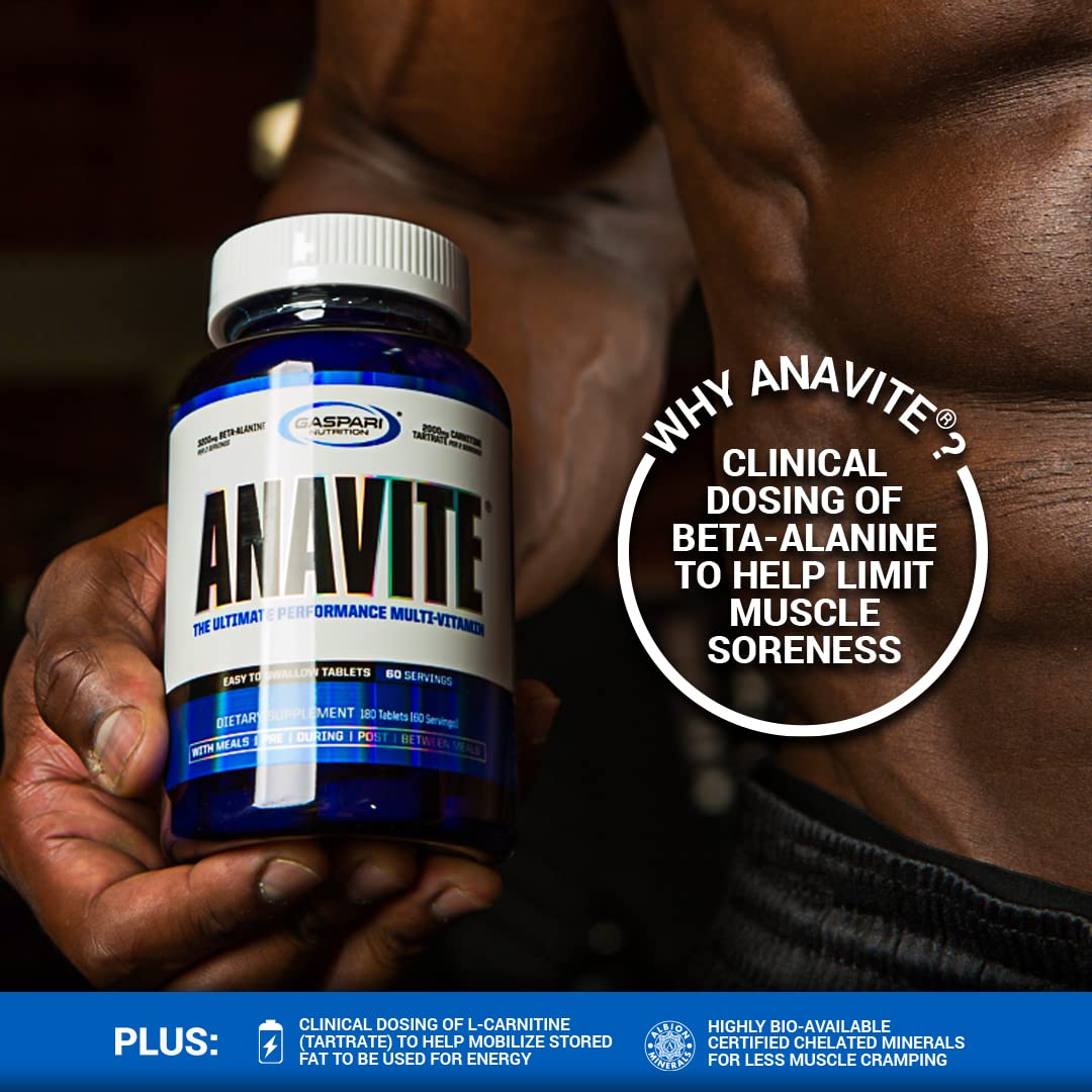 Gaspari Nutrition Anavite ingredients label highlights vitamins and minerals balance