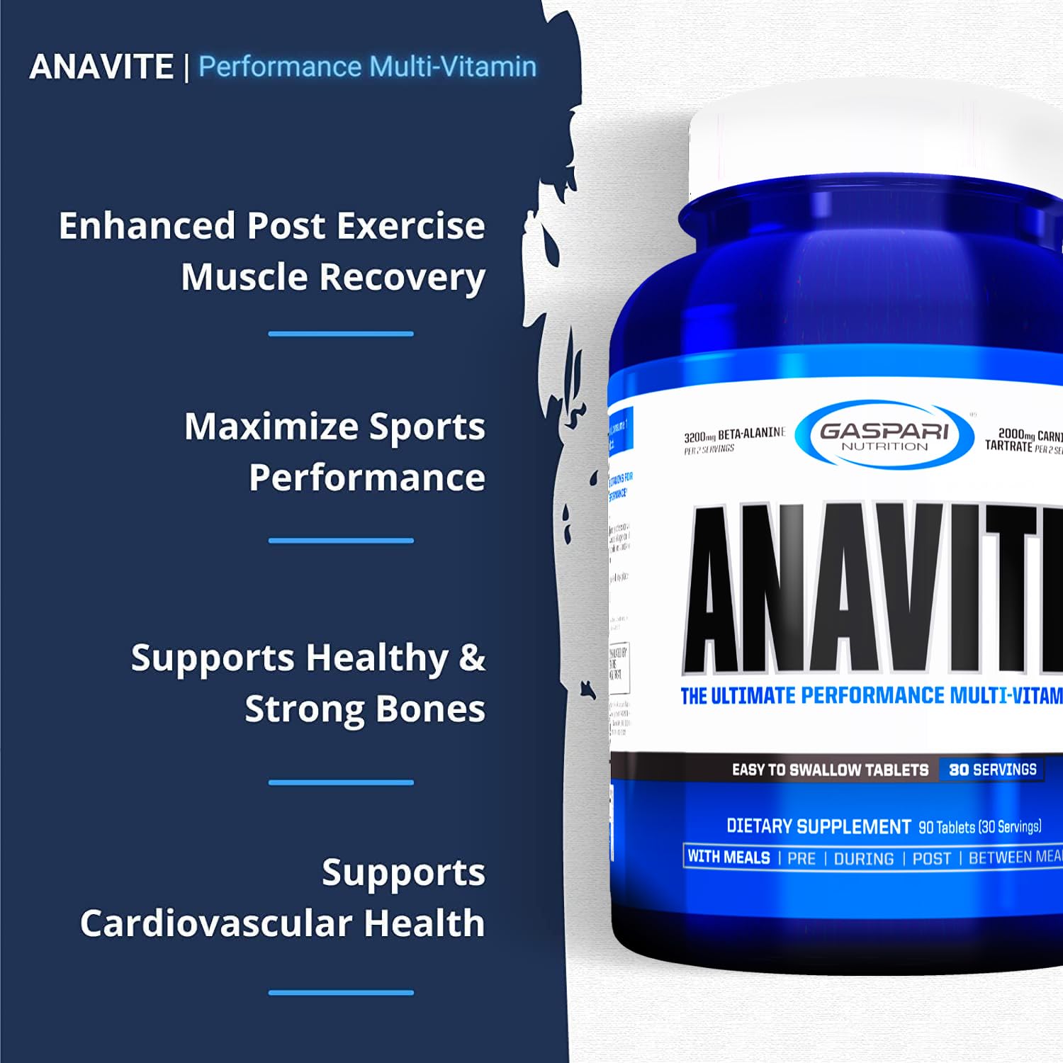 Gaspari Nutrition Anavite tablets closeup of compact capsules