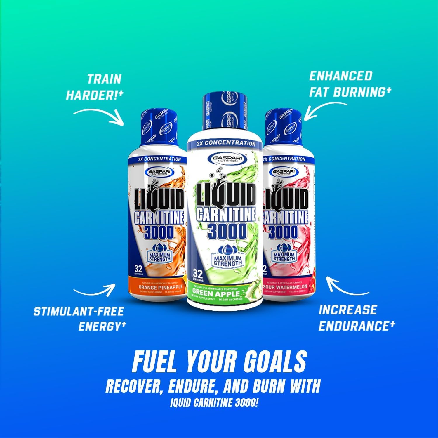 Close-up of Gaspari Liquid L-Carnitine 3000 label highlighting tamarindo flavor.