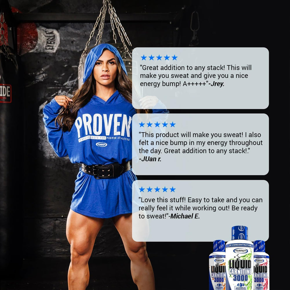 Gaspari Nutrition Liquid L-Carnitine 3000 packaging on display.