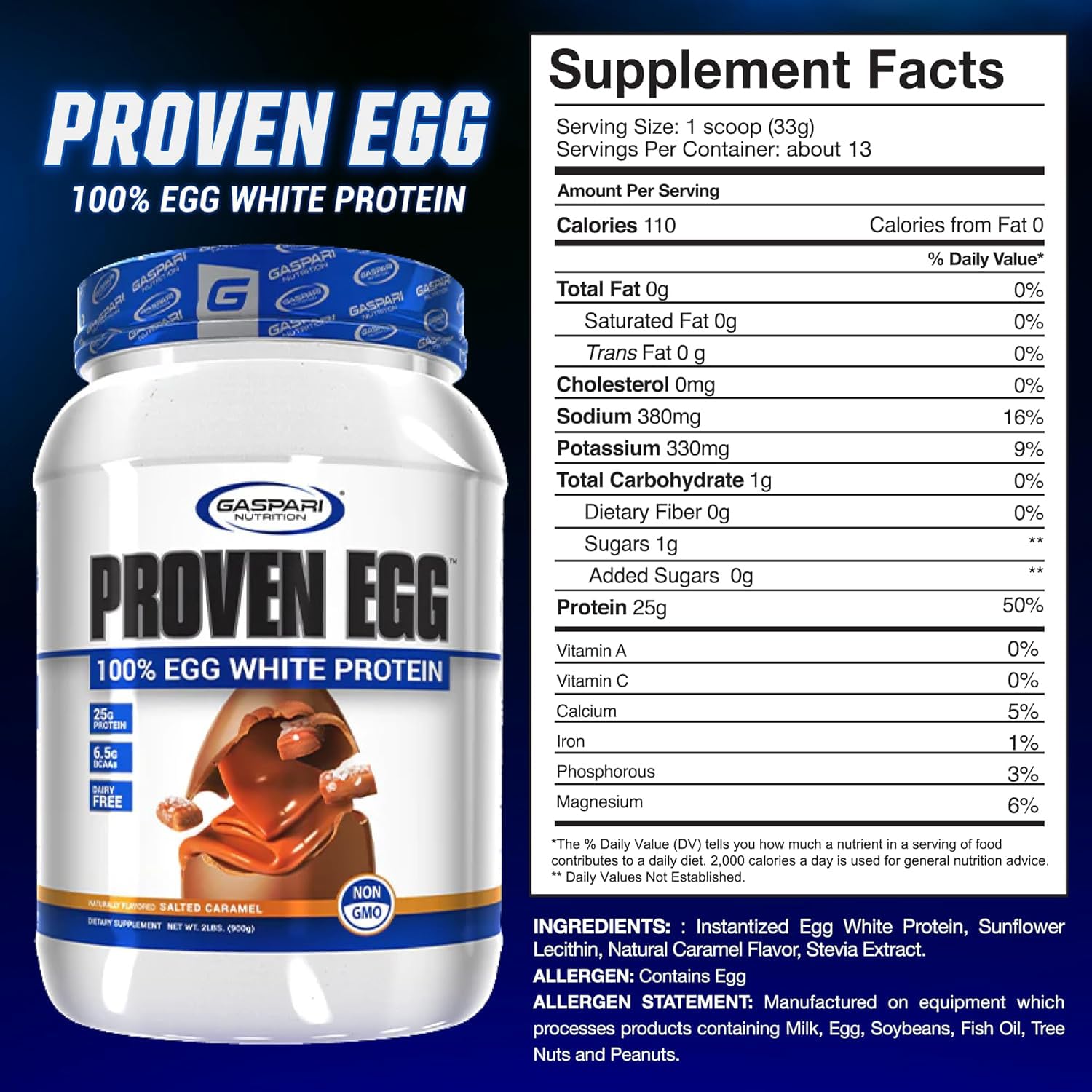 Gaspari Nutrition Proven Egg scoop dispense showing convenient serving size