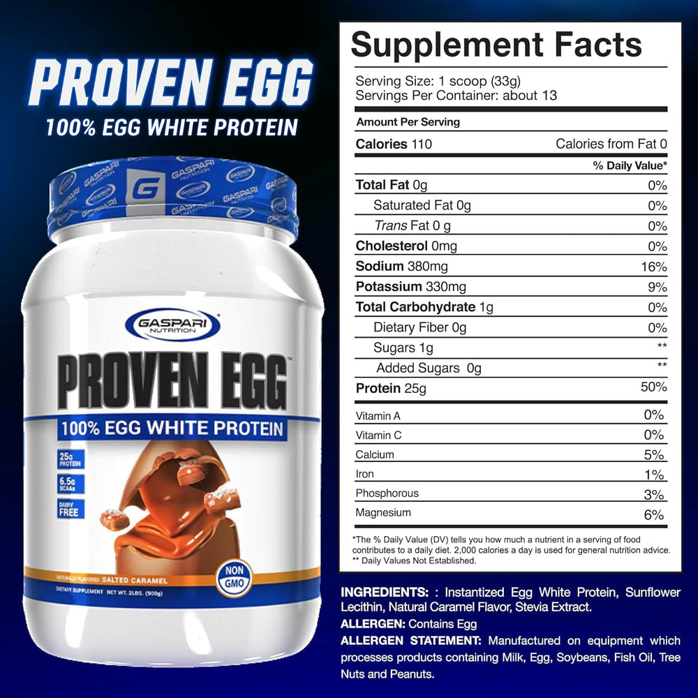 Gaspari Nutrition Proven Egg scoop dispense showing convenient serving size