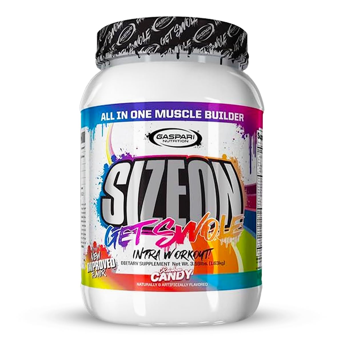 Gaspari Nutrition SizeOn bottle displaying hybrid intra-workout formula for recovery and performance.
