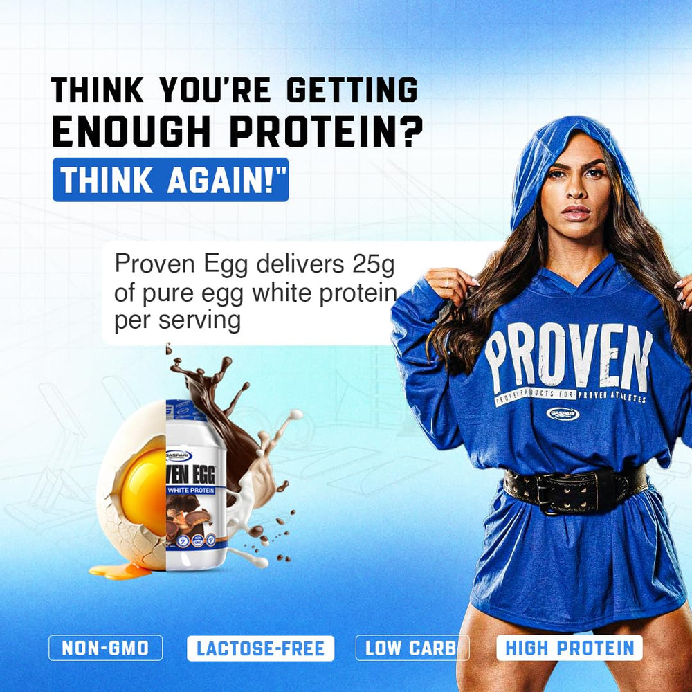 Gaspari Proven Egg White Protein chocolate powder blends smoothly in shakes.