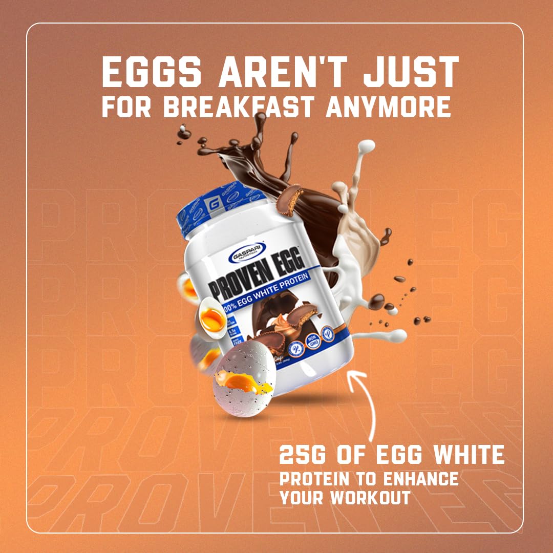 Gaspari Proven Egg White Protein nutrition facts label emphasizes quality.