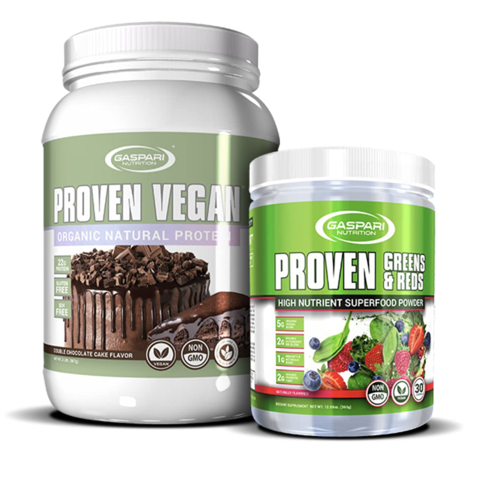 Gaspari Proven Vegan Protein shake glass demonstrates creamy chocolate flavor for hydration.