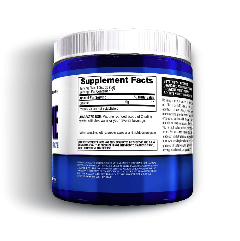 Gaspari Pure Creatine Monohydrate powder scoop showing 5 g serving for workouts
