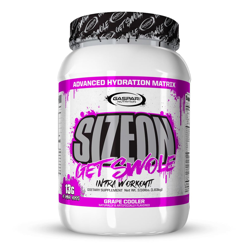 Gaspari SizeOn grape cooler bottle supports intra-workout recovery