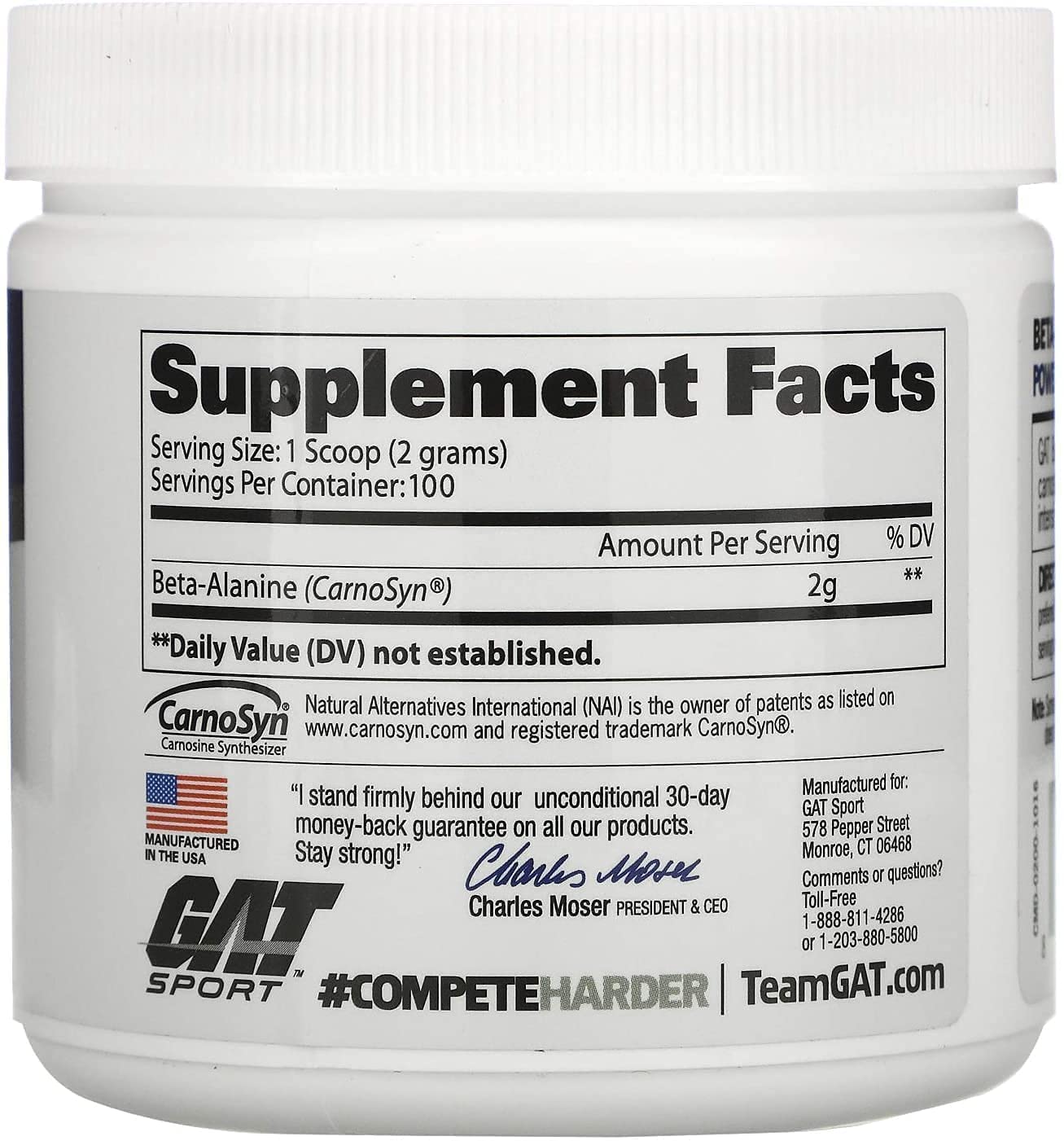 GAT SPORT Beta Alanine Powder in shaker ready to mix during workouts.