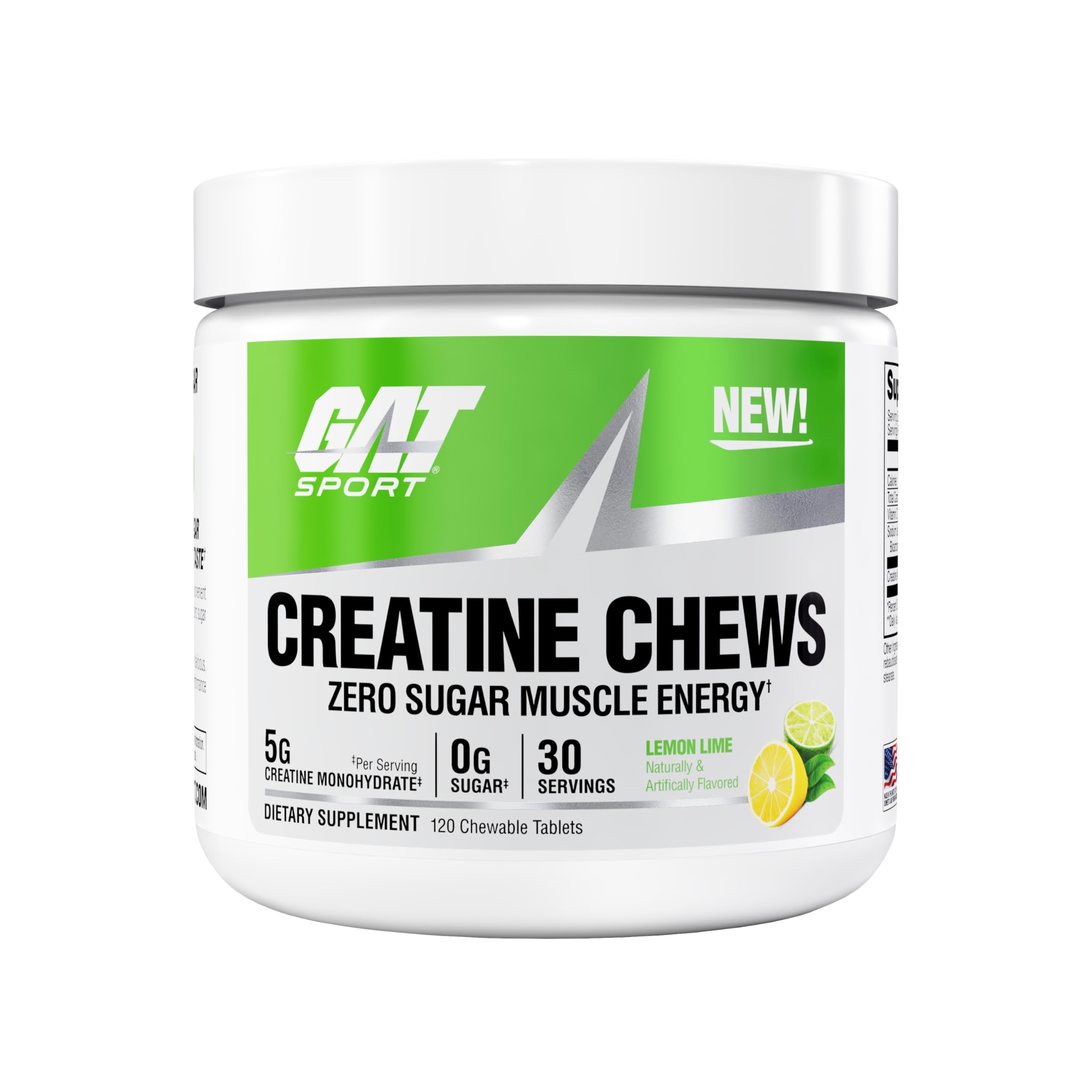GAT SPORT Creatine Chews - 5g per serving for on-the-go workouts.