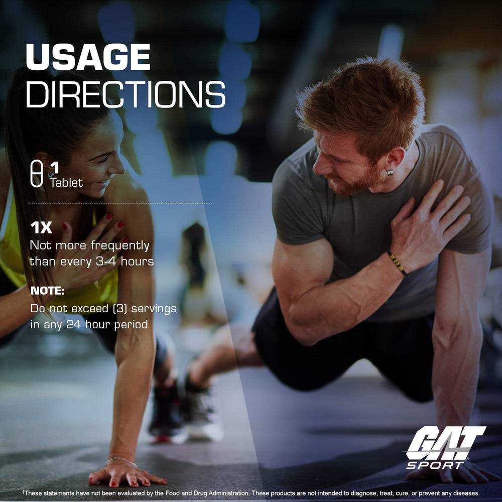 GAT Sport Essentials caffeine packaging box with clear label and usage guidance.
