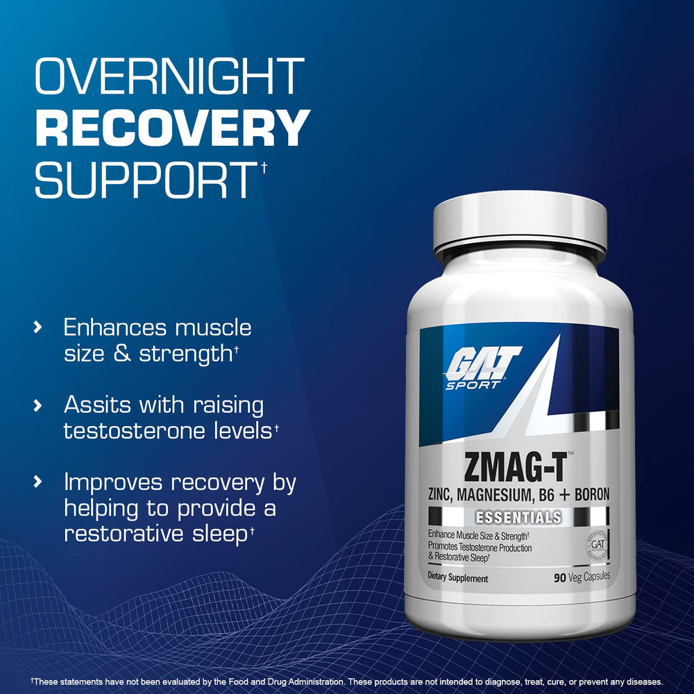 GAT SPORT ZMAG-T bottle label highlighting Albion Bororganic Glycine for musculoskeletal support.