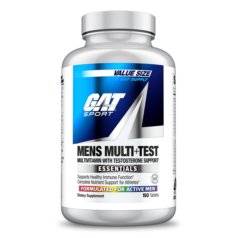 GAT SPORT Men’s Multi Test bottle on kitchen counter for routine use.
