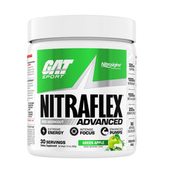 GAT SPORT Nitraflex front label showing green apple flavor for clear product ID