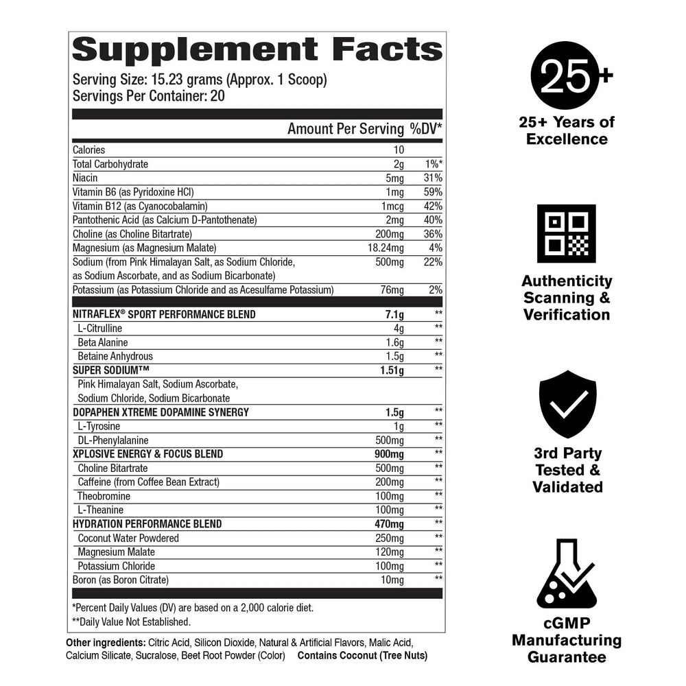 GAT SPORT Nitraflex Fruit Punch powder jar close-up highlights premium formula and flavor.