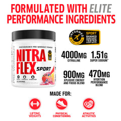 Nitraflex Fruit Punch scoop shows precise dosing for focused workouts.