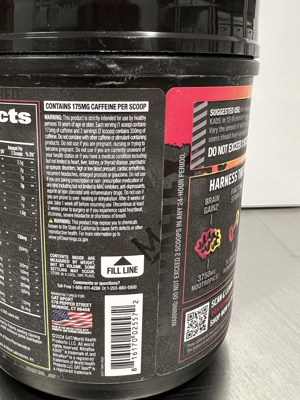 GAT SPORT Nitraflex KAOS Berry Lemonade citrulline-boosted blend supports better pumps.