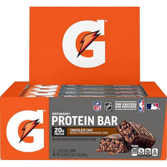 Gatorade Whey Protein Recover Bars Chocolate Chip packaging close-up, convenient energy on the go