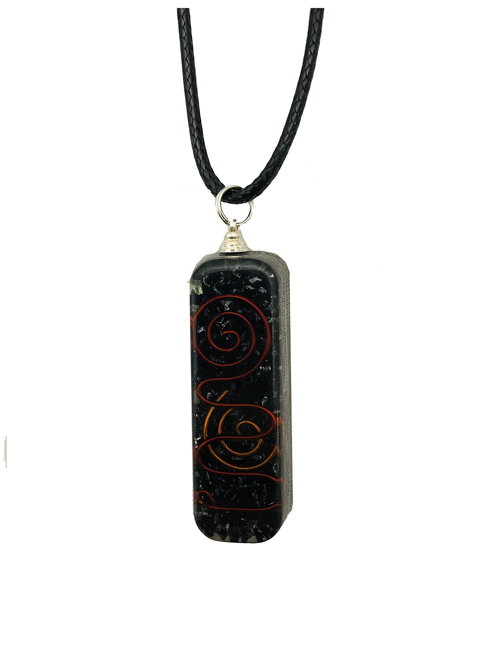 Gavya International black tourmaline pendant on neck elevating style and focus