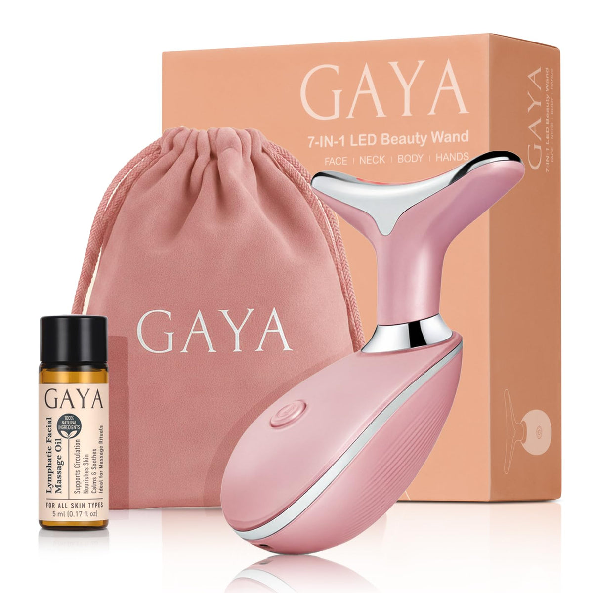 GAYA Red Light 7-in-1 Face Massager with LED lights for rejuvenated skin