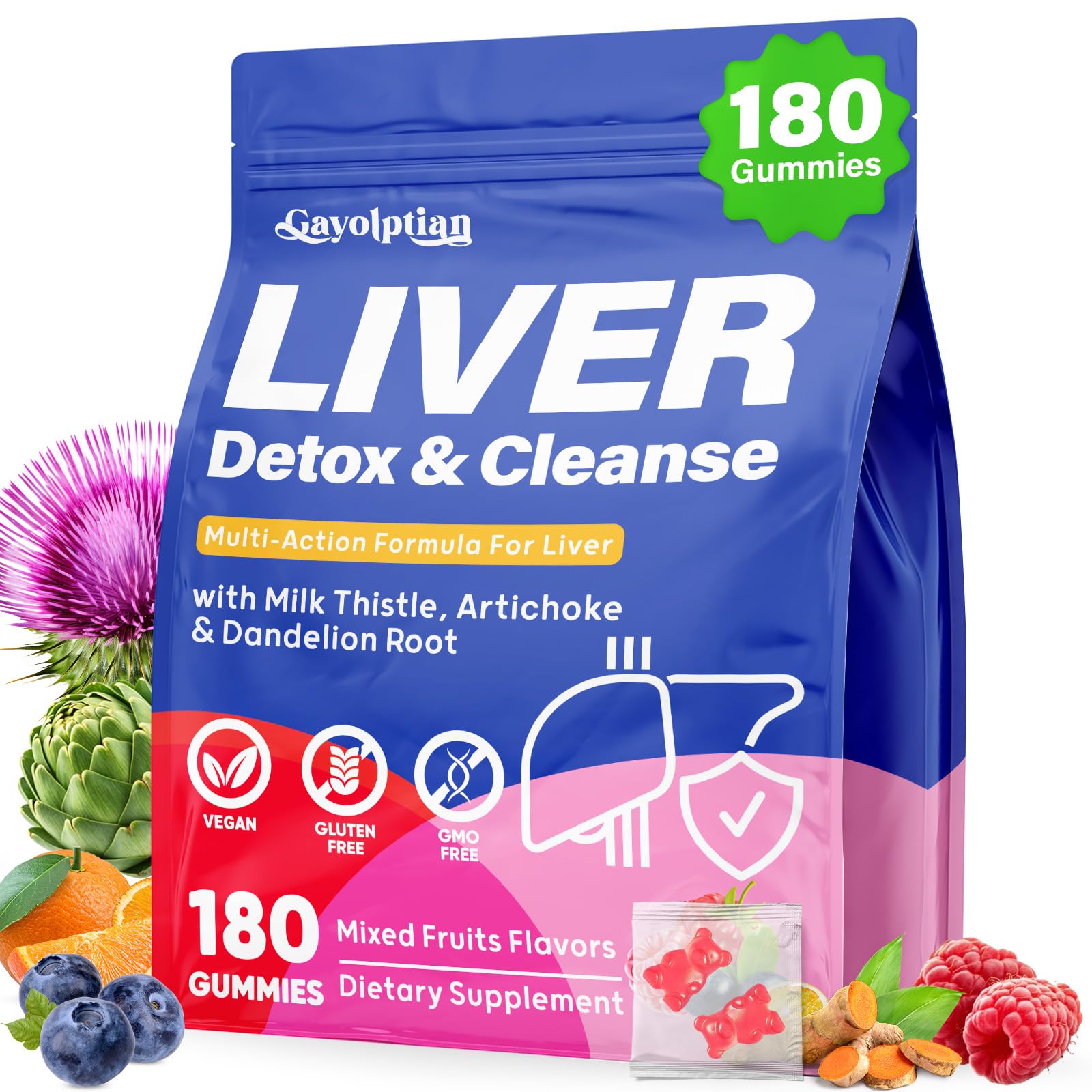 Gayolptian Liver Detox Gummies bottle showcasing daily detox support