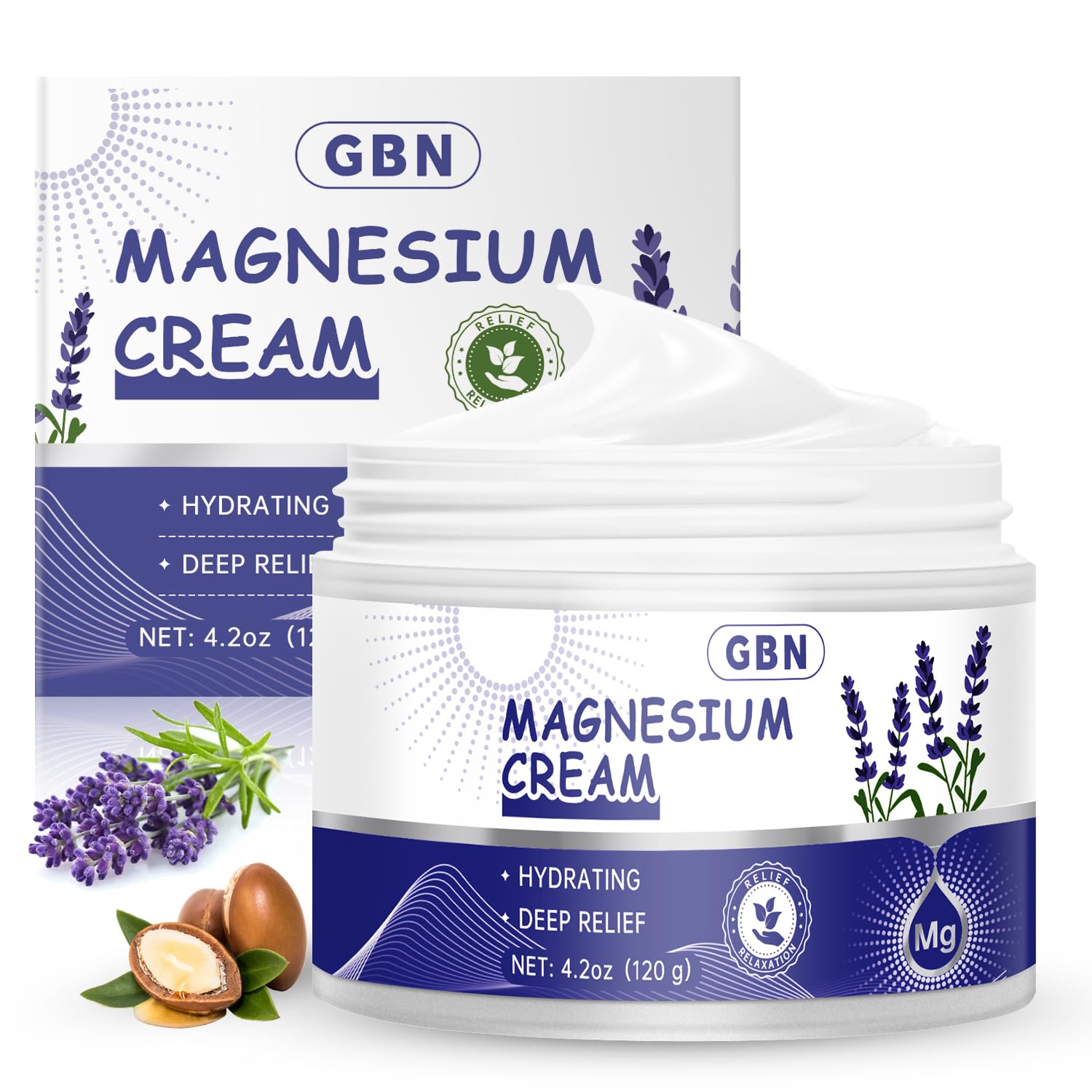 GBN Magnesium Cream bottle pour shows a calming nighttime hydration routine