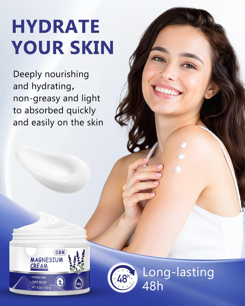 GBN Magnesium Cream ingredients shea butter closeup emphasizes rich hydration