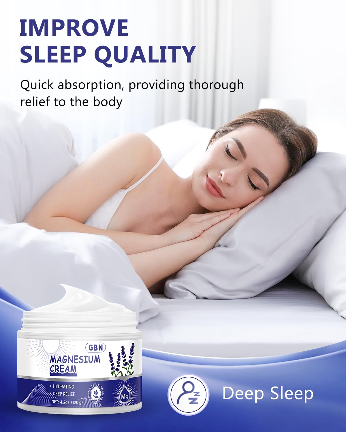GBN Magnesium Cream lavender oil closeup highlights soothing scent for sleep