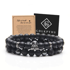 GDLKPYHS Black Obsidian Bracelet with onyx and lava beads for calm energy and versatile style.