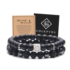 GDLKPYHS black obsidian bracelet for men with triple-protection design and energy balance benefits