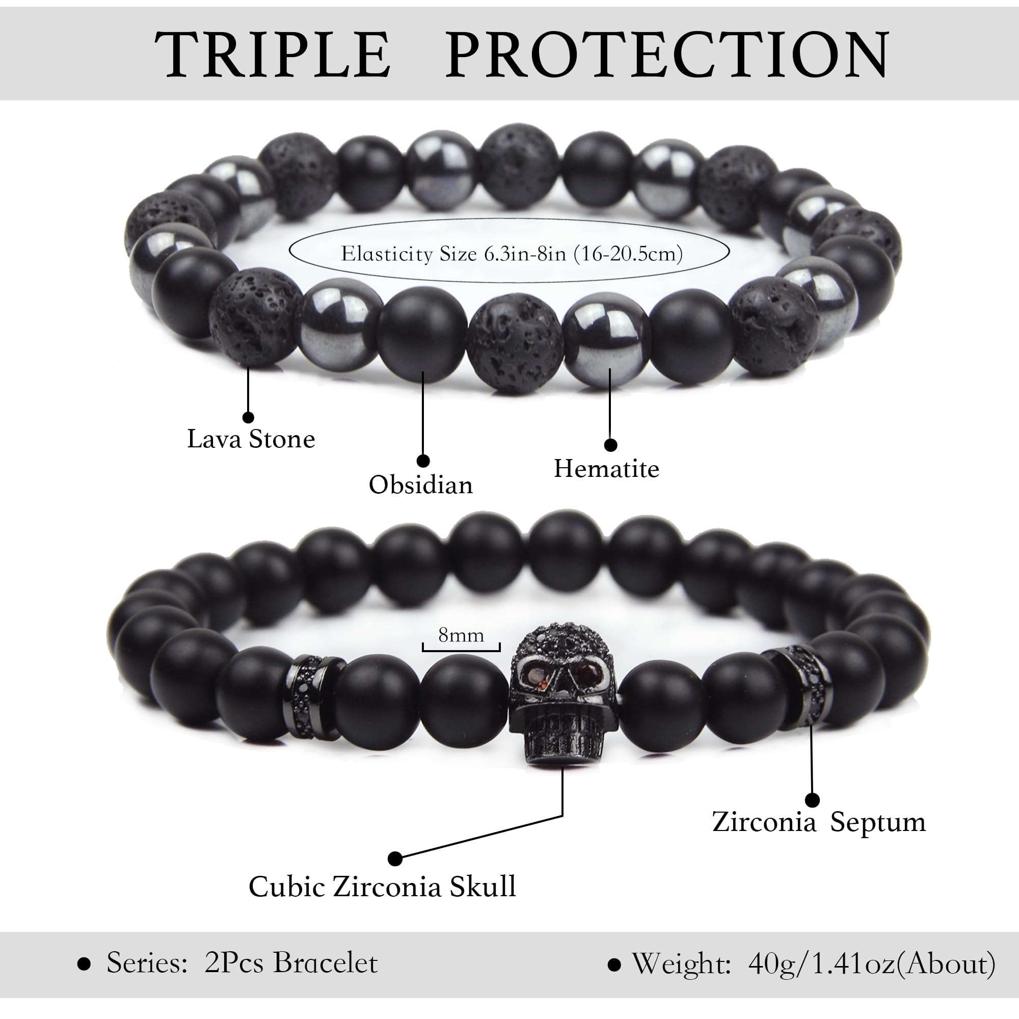 GDLKPYHS skull-design bracelet adds edgy style and everyday versatility.