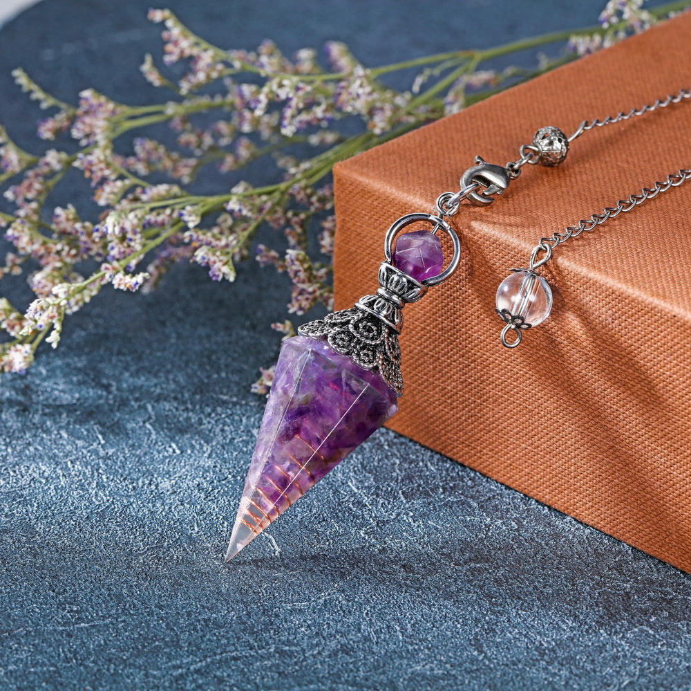 GEHECRST closeup of amethyst point for precise readings