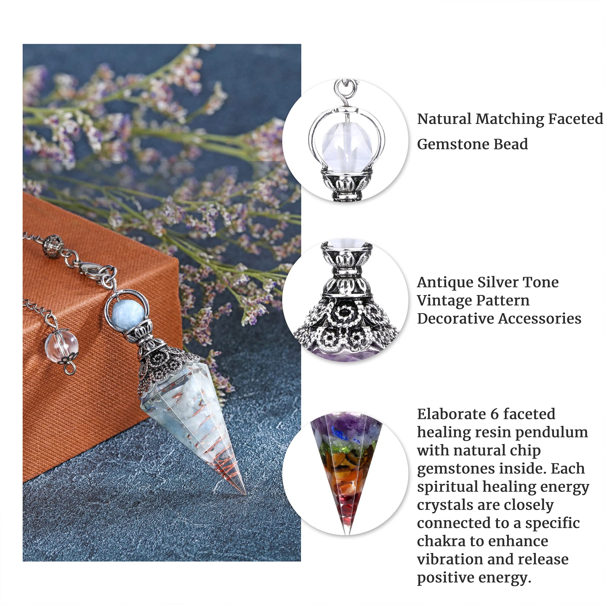 GEHECRST aquamarine healing pendulum enhancing heart chakra-focused energy flow.