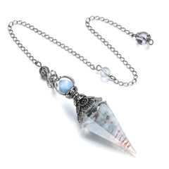 GEHECRST aquamarine pendulum hexagonal point for precise dowsing and divination.