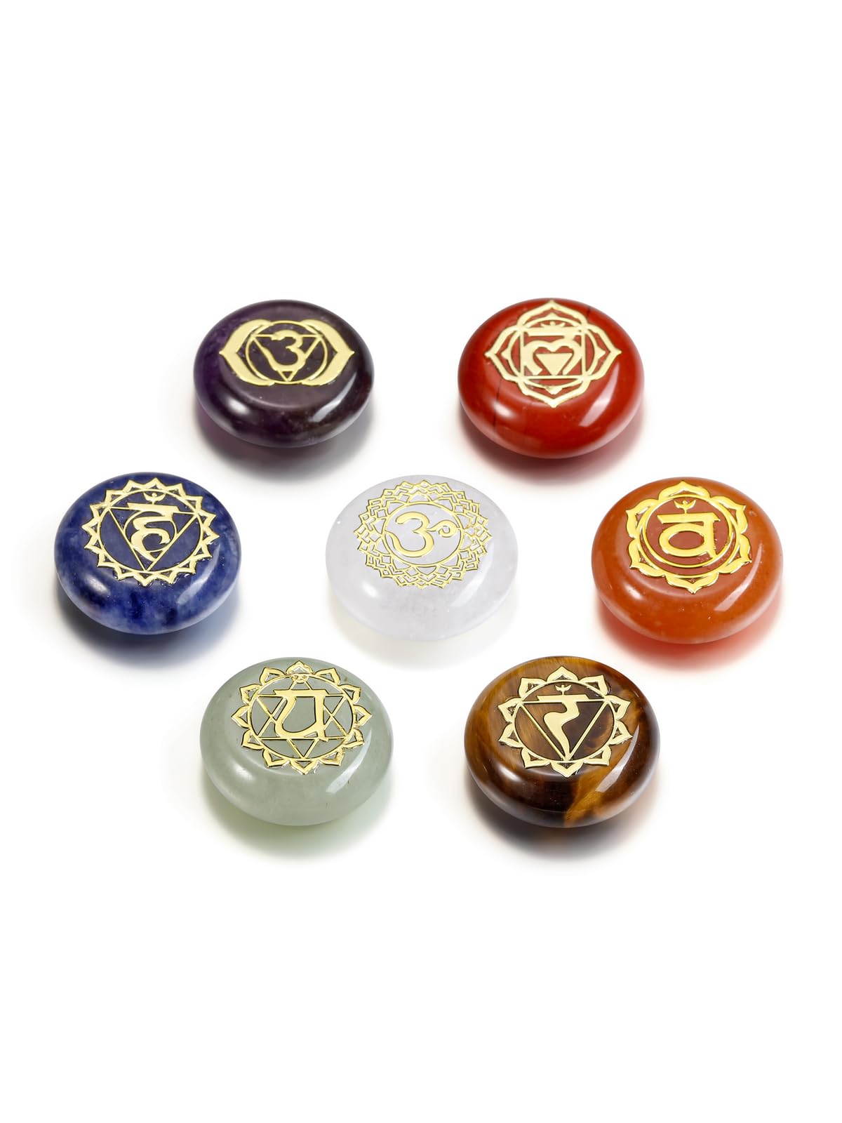 GEHECRST chakra crystal set showing seven stones for meditation balance