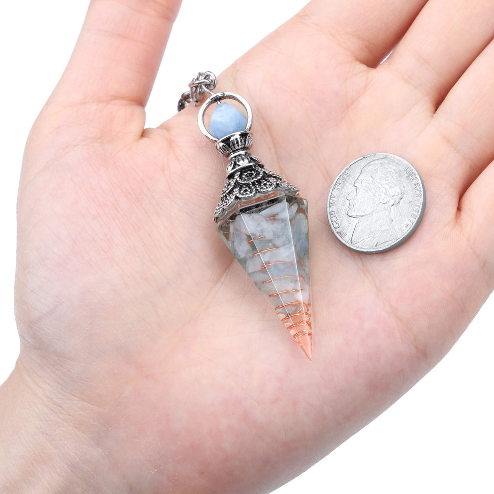 GEHECRST resin-surface pendulum with copper wiring for durable divination tool.