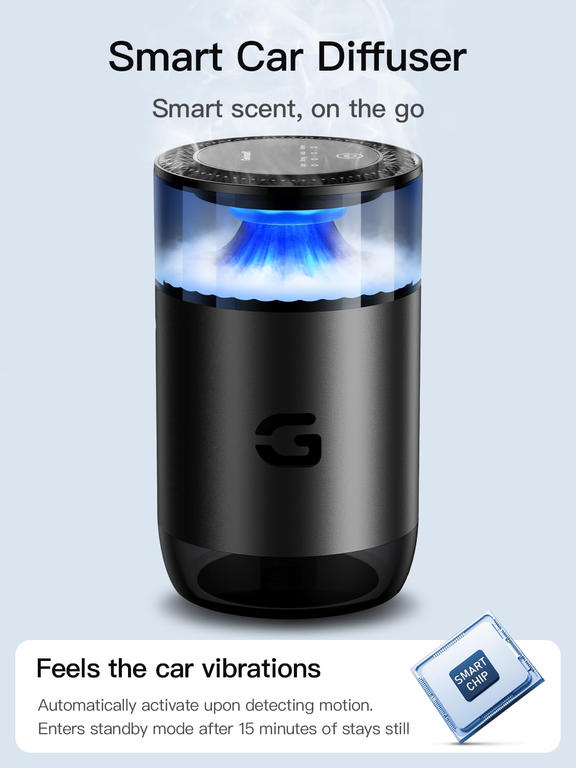 Geinself diffuser in cup holder demonstrates secure fit during drives.