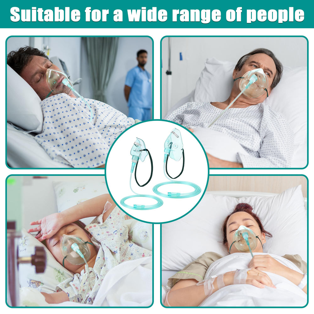 Geiserailie adult oxygen mask shown on face for easy setup.