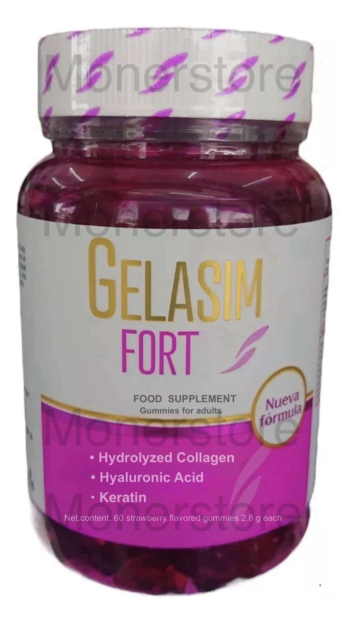 Gelasimi Forte Gummies 60-pack front view for convenient daily hair and nails support.