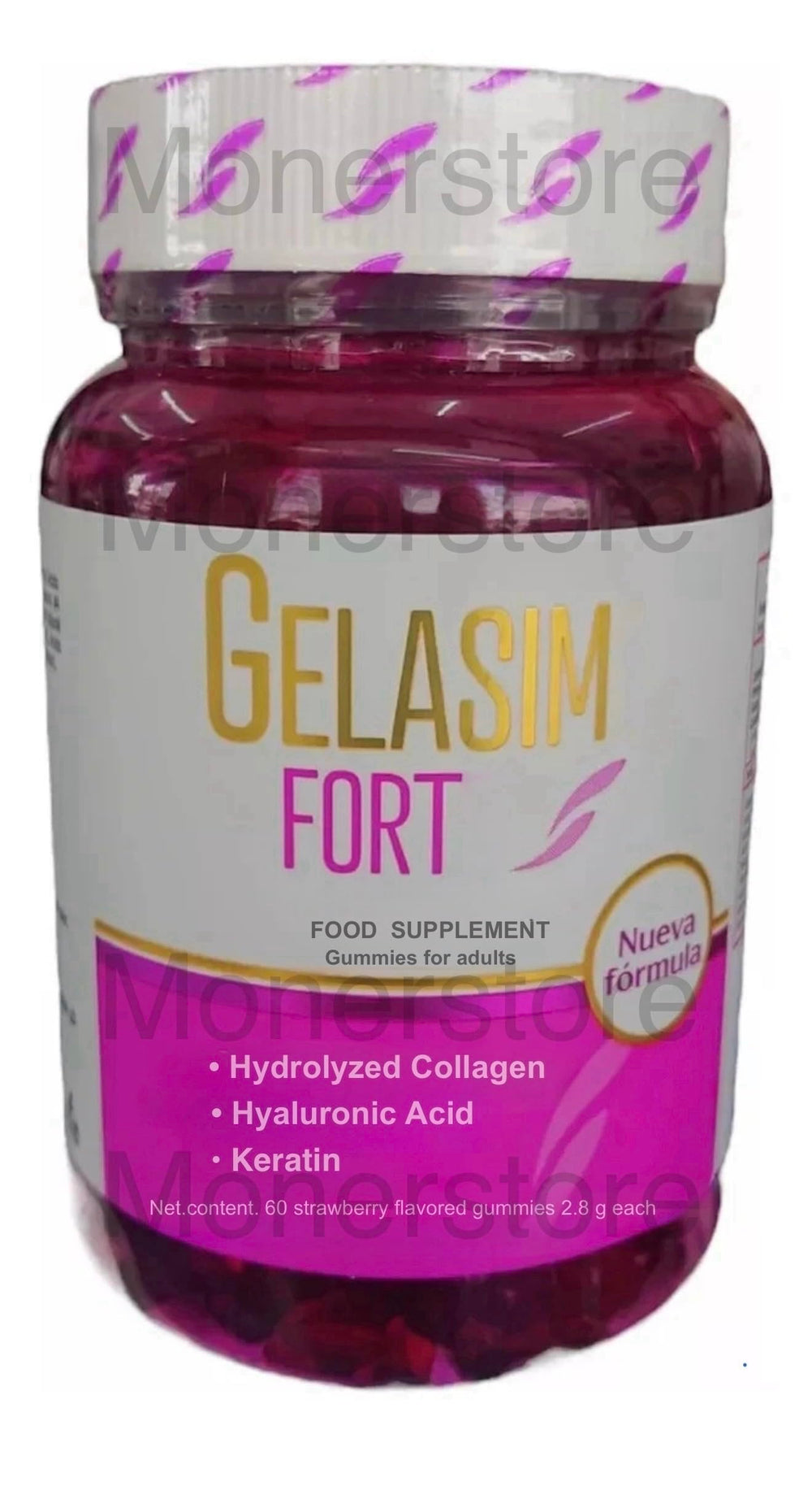 Gelasimi Forte Gummies 60-pack front view for convenient daily hair and nails support.
