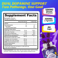 Geloyar Joy Dopa gummies blueberry close-up highlighting flavor and texture.