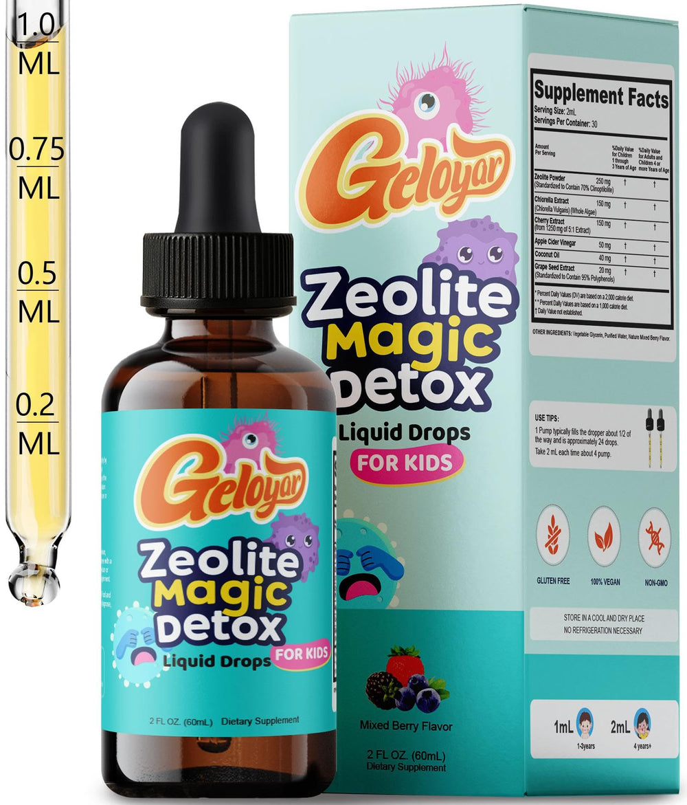 Geloyar Zeolite Detox Kids Drops gluten-free dairy-free packaging