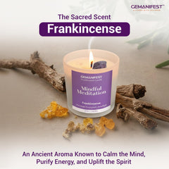 Gemanifest Amethyst palm stone held during meditation for calm energy