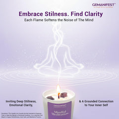 Gemanifest Crystal-infused meditation candle with amethyst and herkimer diamond