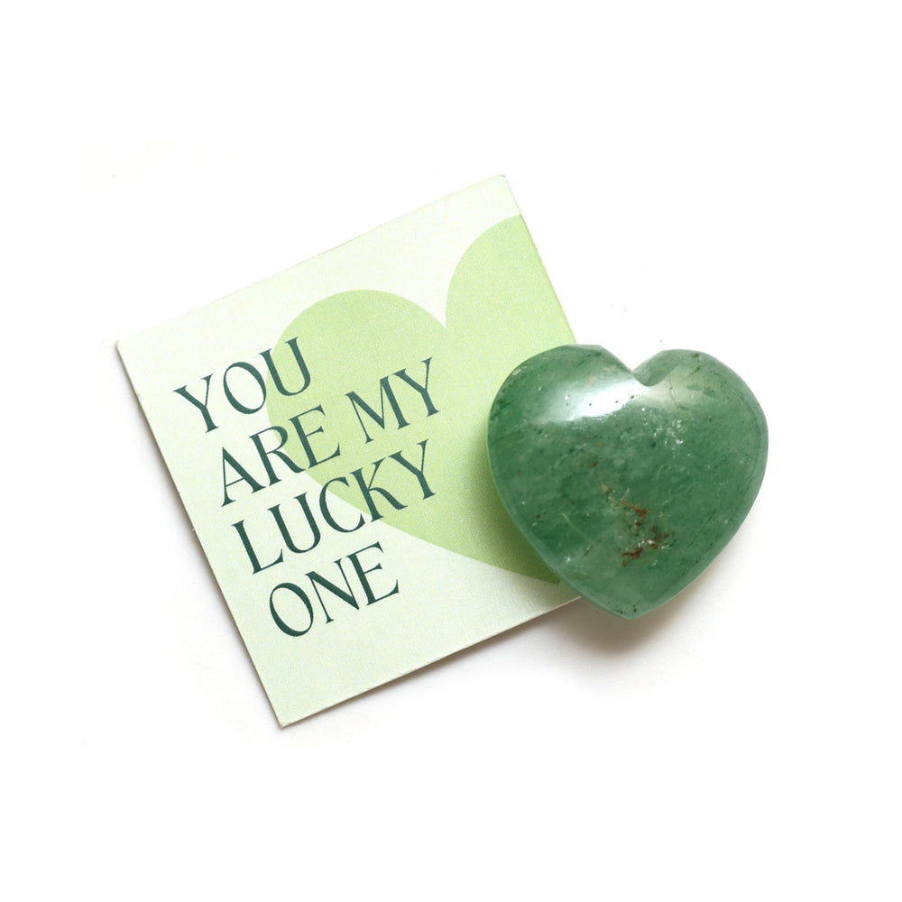 Gemanifest Green Aventurine Heart Crystal close-up for luck and growth