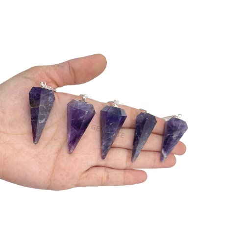 GEMSCITE amethyst pendulum suited for meditation, divination, and focus.