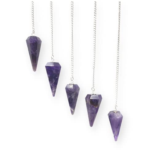 GEMSCITE amethyst pendulum set of five for meditation and divination.
